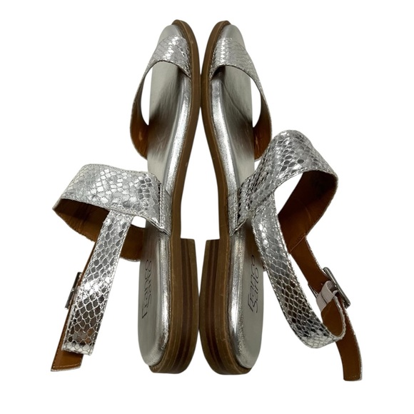 Franco Sarto Velocity Silver Snakeskin Comfort Flat Sandals Women’s 10 - Picture 9 of 13